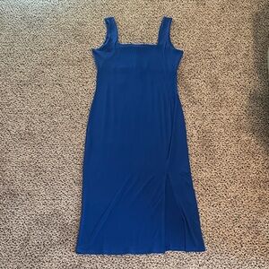 Fashion Nova Royal Blue Square-Neck Maxi Dress with Side Slit